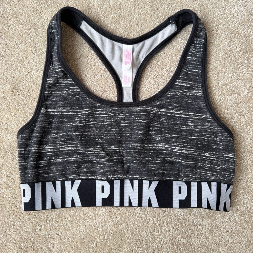 Victoria's Secret PINK Black and Gray Sports Bra